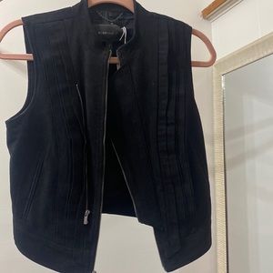 Bcbgmaxazria Damien cropped black faux leather vest jacket xs